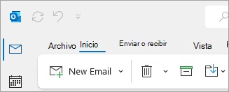 Interfaz de Outlook clásico con menú Archivo